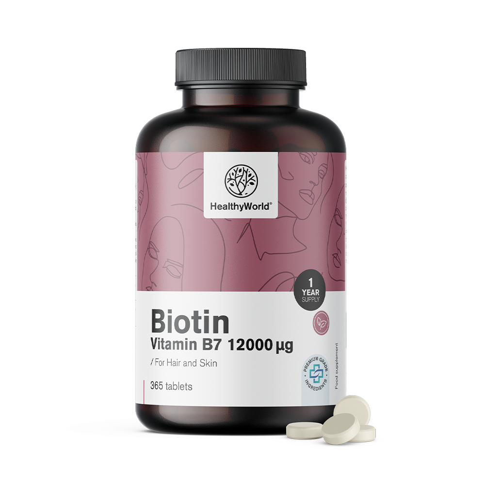 Biotin 12000 µg ve tabletách.