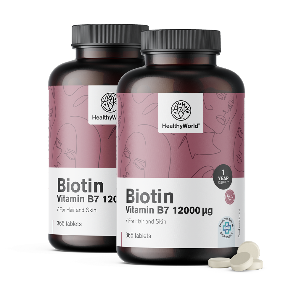 Biotin 12000 µg ve tabletách.