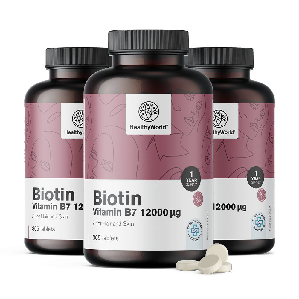 Biotin 12000 µg ve tabletách.