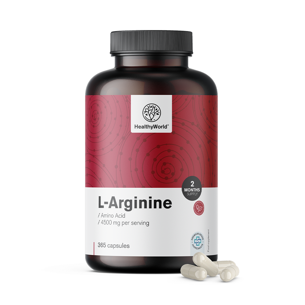 L-arginin 4500 mg ve formě kapslí.