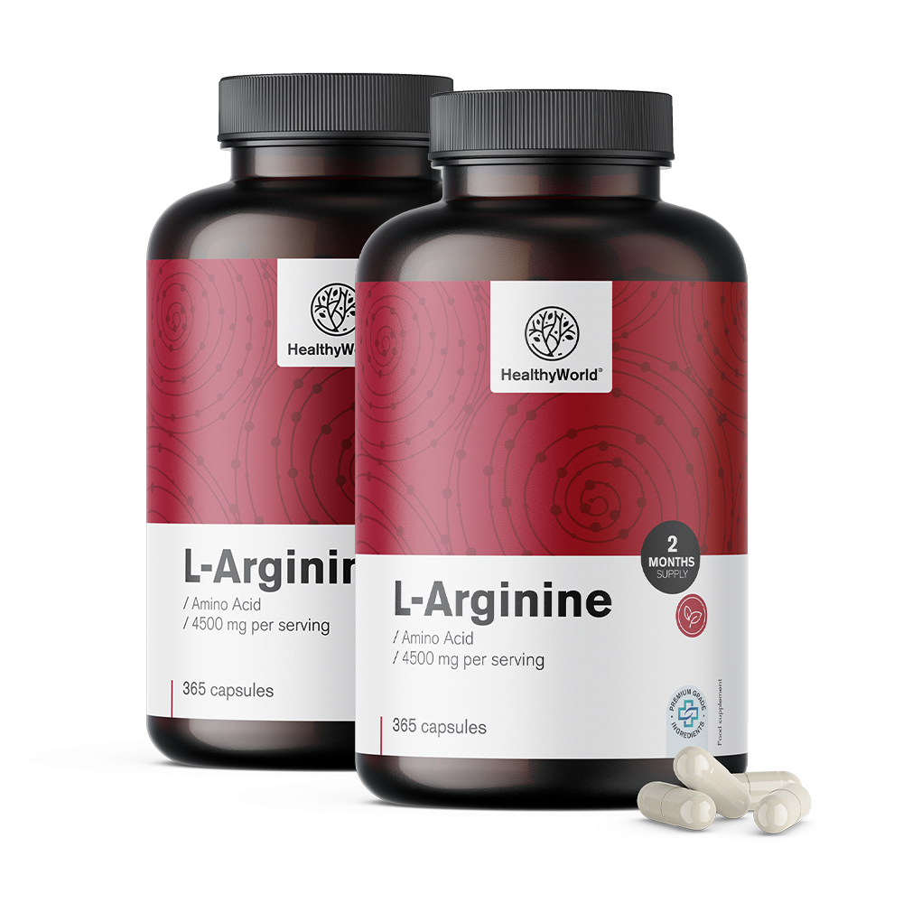 L-arginin 4500 mg ve formě kapslí.