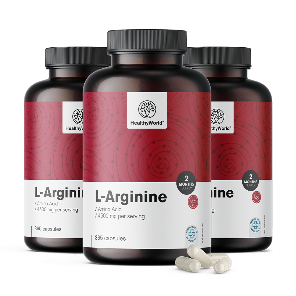 L-arginin 4500 mg ve formě kapslí.