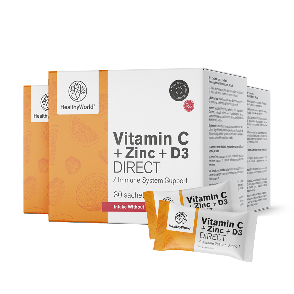 Vitamín C 500 + Zinek + D3 DIRECT s příchutí jablka