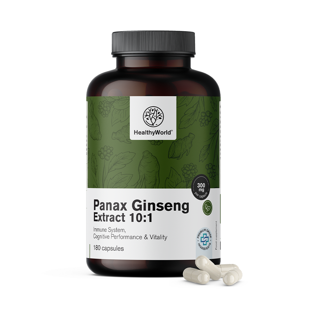 Panax Ginseng 300 mg - extrakt zázvoru 10:1 ve formě kapslí.