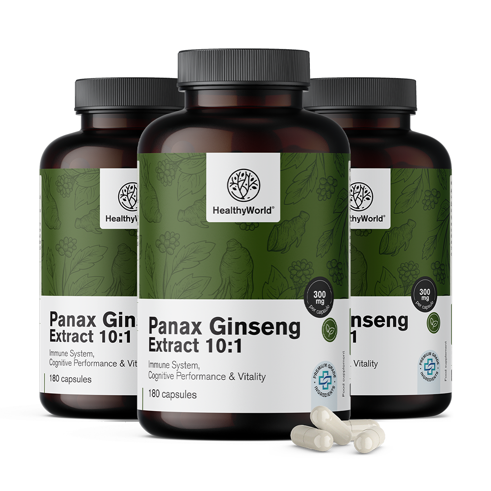 Panax Ginseng 300 mg - extrakt zázvoru 10:1 ve formě kapslí.